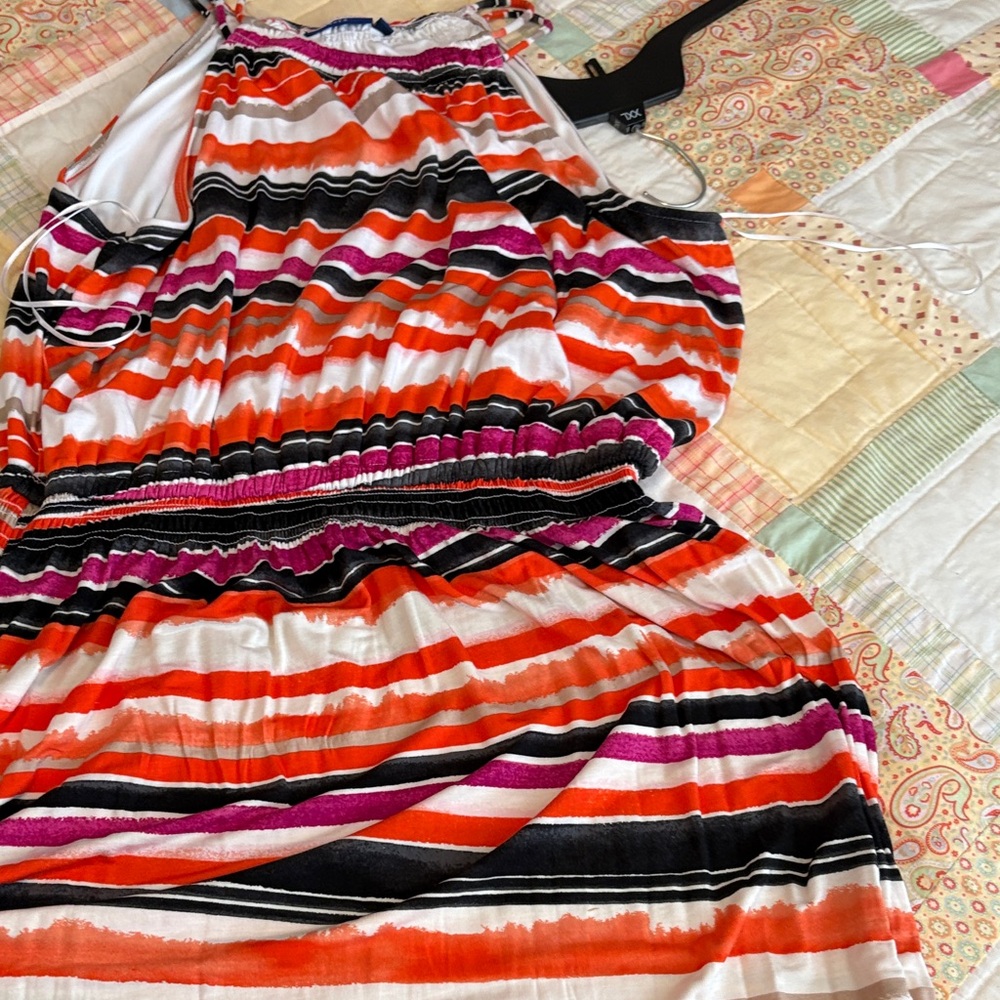 Apt. 9 Women's Striped Maxi Dress - Orange, Black, White, Pink